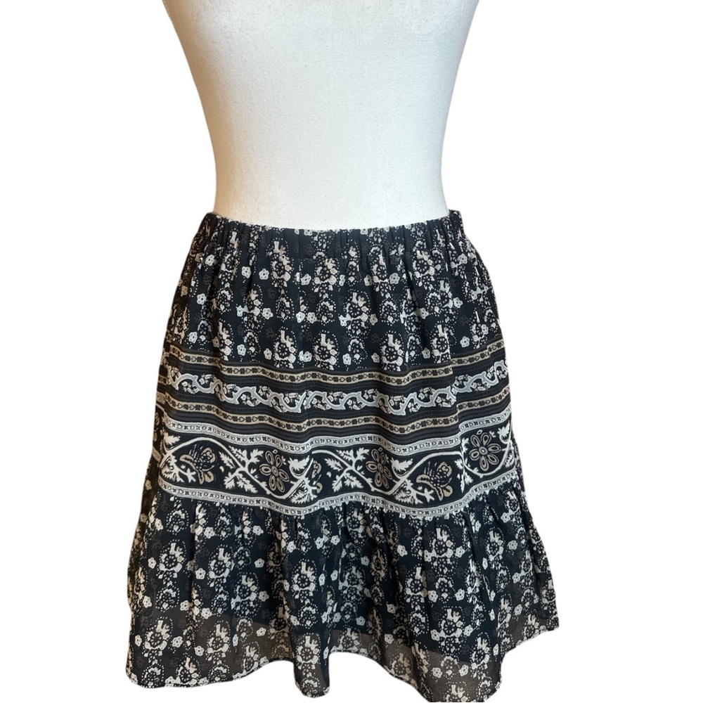 Madewell Black and White Patterned Mini Skirt